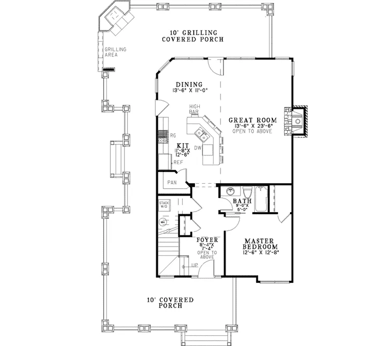 Arts & Crafts House Plan First Floor - Parson Cove Craftsman Home 055D-1051 - Shop House Plans and More