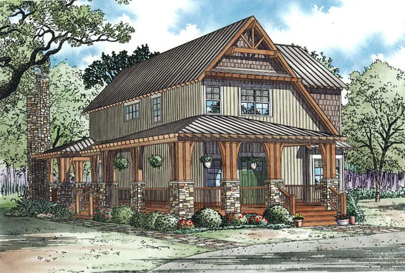 Rustic House Plan Front Image of House - Parson Cove Craftsman Home 055D-1051 - Shop House Plans and More