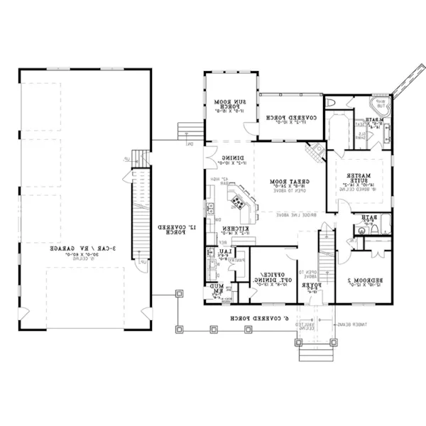 Lake House Plan First Floor - Glades Pike Country Home 055D-1053 - Shop House Plans and More