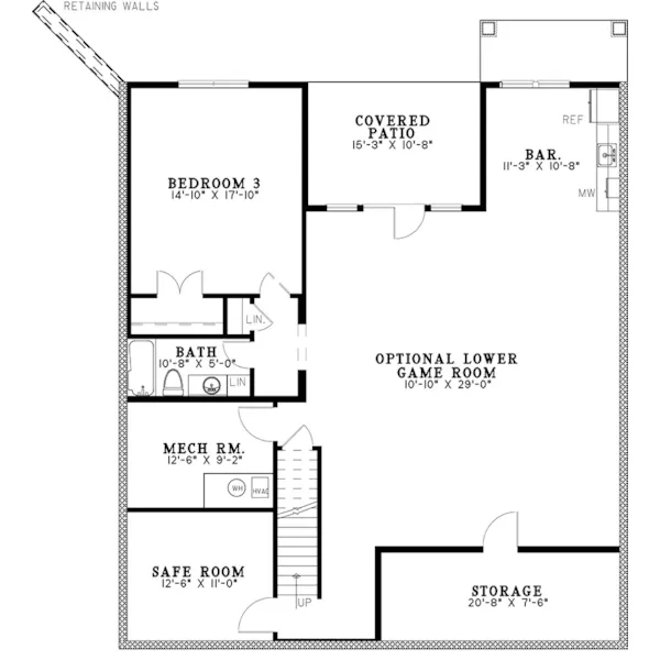 Lake House Plan Lower Level Floor - Glades Pike Country Home 055D-1053 - Shop House Plans and More