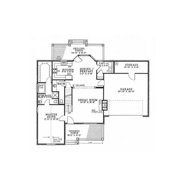 Traditional House Plan First Floor - Pinkerton Hill Ranch Home 055D-1055 - Shop House Plans and More