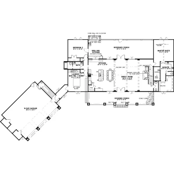 Country House Plan First Floor - Hampshire Cove Craftsman Home 055D-1058 - Search House Plans and More