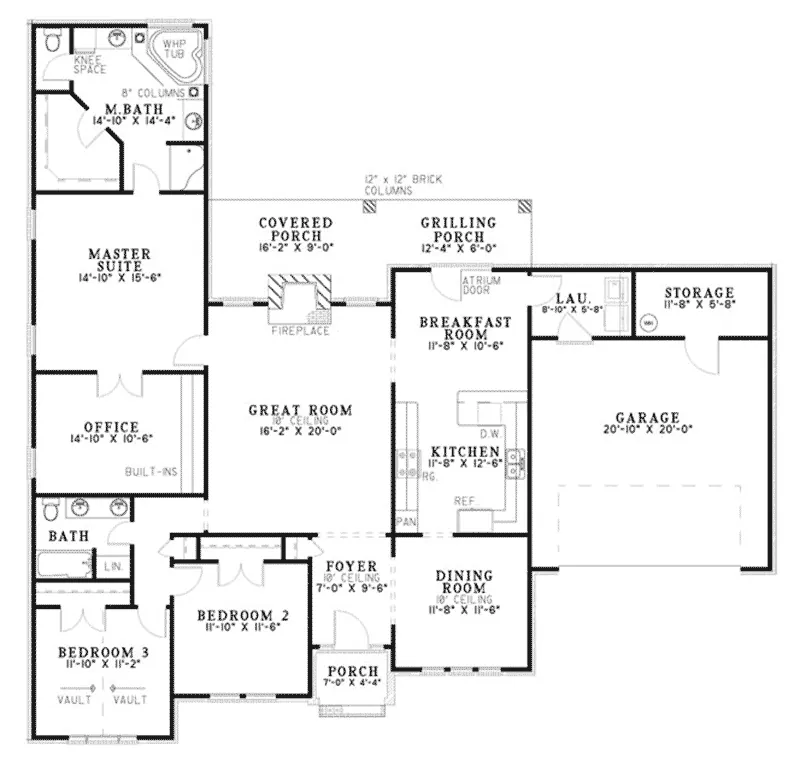 Ranch House Plan First Floor - 055D-1059 - Shop House Plans and More