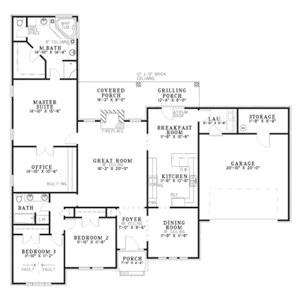 Ranch House Plan First Floor - Reelfort Ranch Home 055D-1059 - Shop House Plans and More