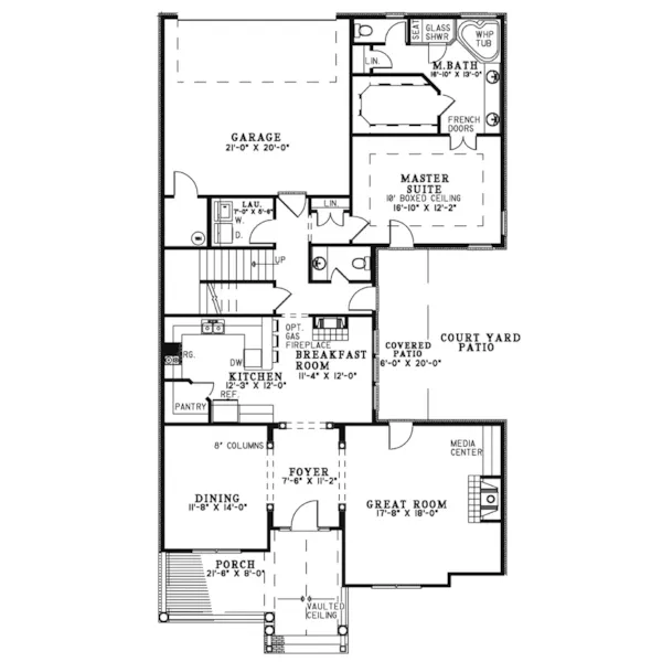 Traditional House Plan First Floor - Peach Field Country Home 055D-1060 - Shop House Plans and More