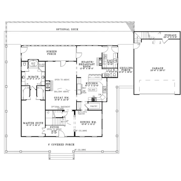 Country House Plan First Floor - O'Leary Creek Country Home 055D-1061 - Shop House Plans and More