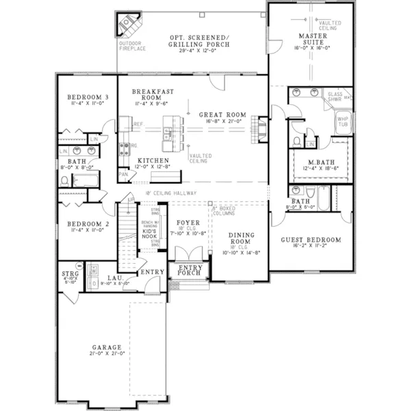 Ranch House Plan First Floor - Smiths Ferry Ranch Home 055D-1065 - Shop House Plans and More