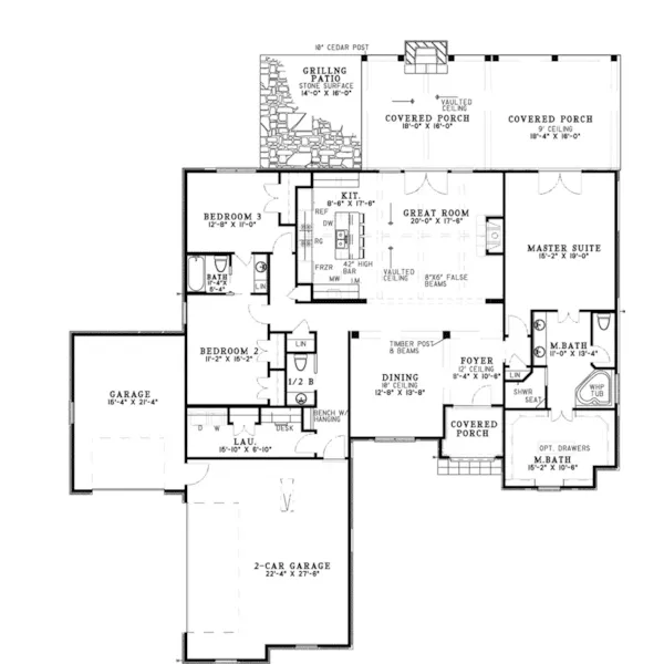 Country French House Plan First Floor - Fenwick Bay European Home 055D-1069 - Search House Plans and More