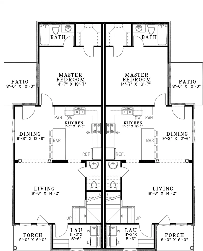 Multi-Family House Plan First Floor - 055D-1074 - Shop House Plans and More