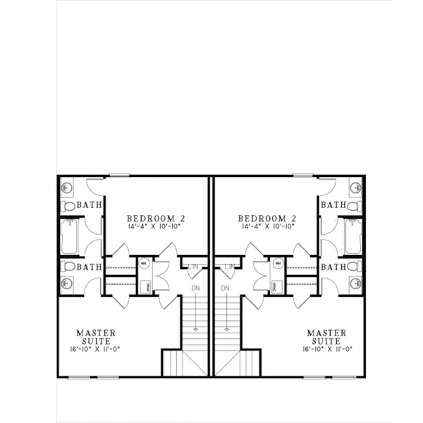 Multi-Family House Plan Second Floor - Hector Heights Duplex Home 055D-1074 - Shop House Plans and More