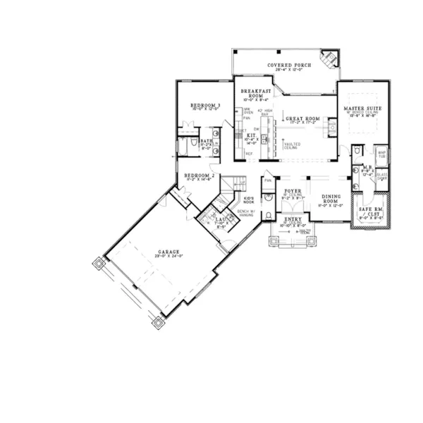 Mountain House Plan First Floor - Keane Craftsman Home 055D-1075 - Shop House Plans and More