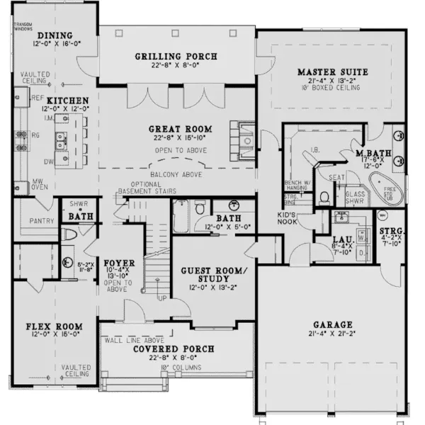 Traditional House Plan First Floor - Porter Hill Craftsman Home 055D-1078 - Shop House Plans and More