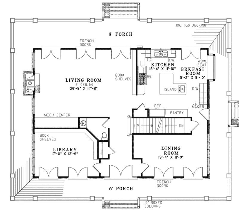Beach & Coastal House Plan First Floor - 055D-1079 - Shop House Plans and More