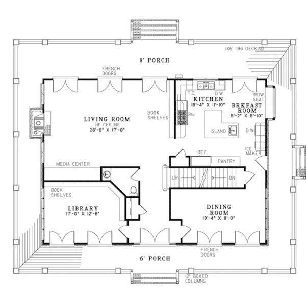 Lowcountry House Plan First Floor - Southern Bay Plantation Home 055D-1079 - Shop House Plans and More