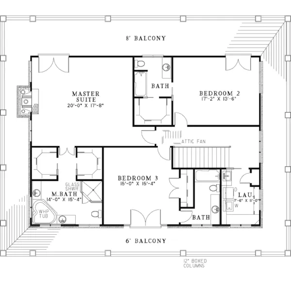 Lowcountry House Plan Second Floor - Southern Bay Plantation Home 055D-1079 - Shop House Plans and More