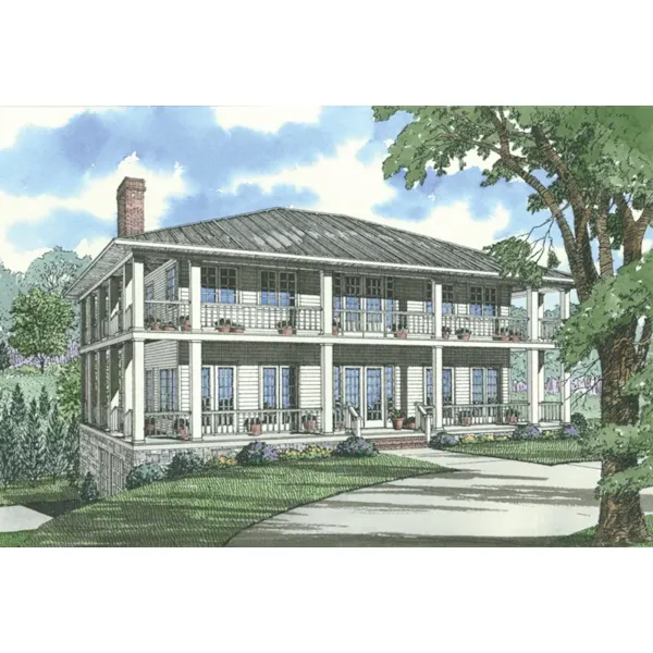 Lowcountry House Plan Front of Home - Southern Bay Plantation Home 055D-1079 - Shop House Plans and More