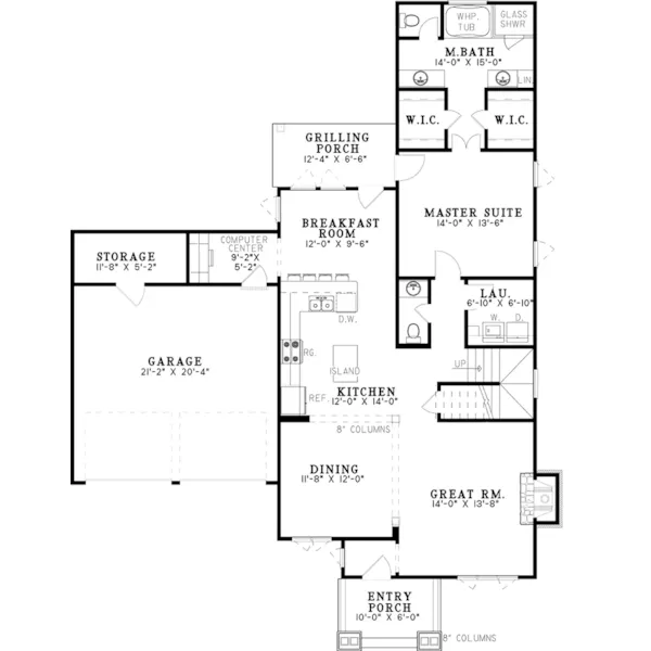 Craftsman House Plan First Floor - 055D-1086 | House Plans and More