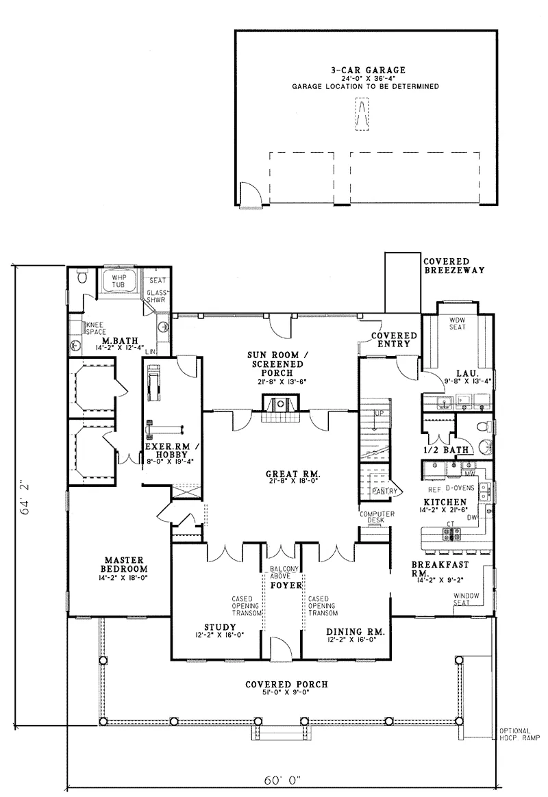 Plantation House Plan First Floor - Howdershell Luxury Home 055S-0001 - Search House Plans and More