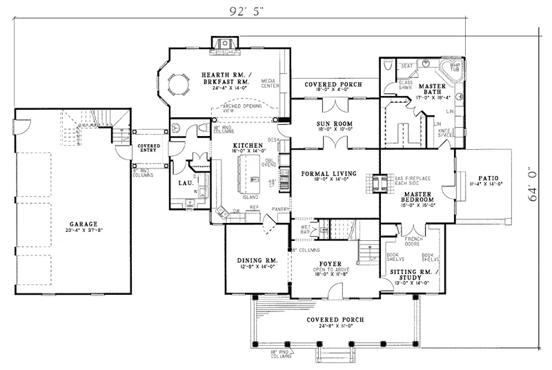 Plantation House Plan First Floor - Welwyn Luxury Home 055S-0003 - Shop House Plans and More