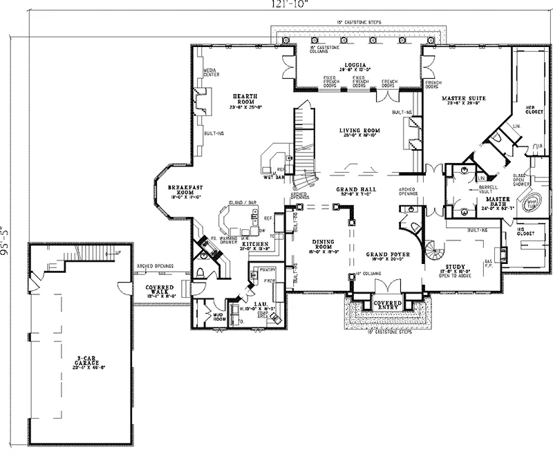 Luxury House Plan First Floor - Astra European Home 055S-0010 - Search House Plans and More