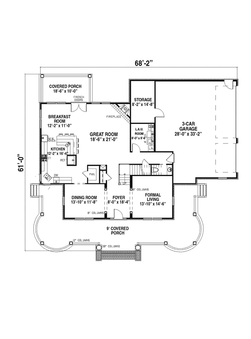 Farmhouse Plan First Floor - Weldon Manor Greek Revival Home 055S-0013 - Shop House Plans and More