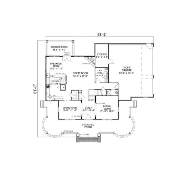 Shingle House Plan First Floor - Weldon Manor Greek Revival Home 055S-0013 - Shop House Plans and More