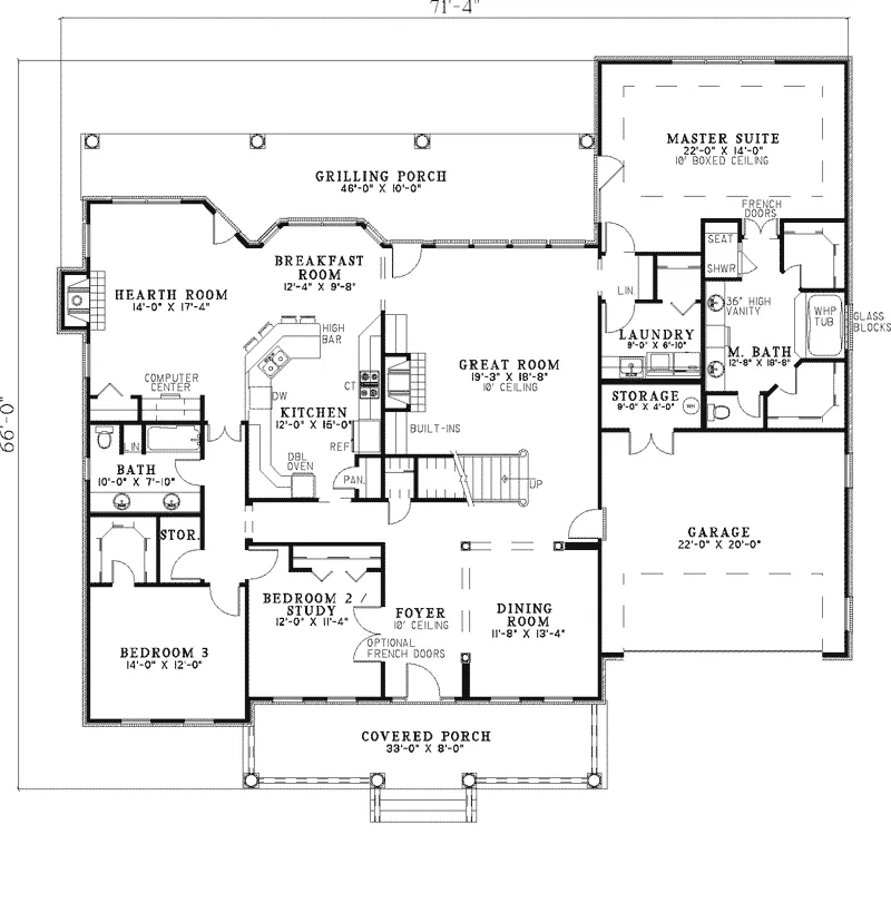 Traditional House Plan First Floor - Marseille Manor Colonial Home 055S-0019 - Shop House Plans and More