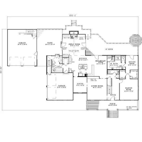 Cape Cod & New England House Plan First Floor - Shannon Place Cape Cod Home 055S-0023 - Shop House Plans and More