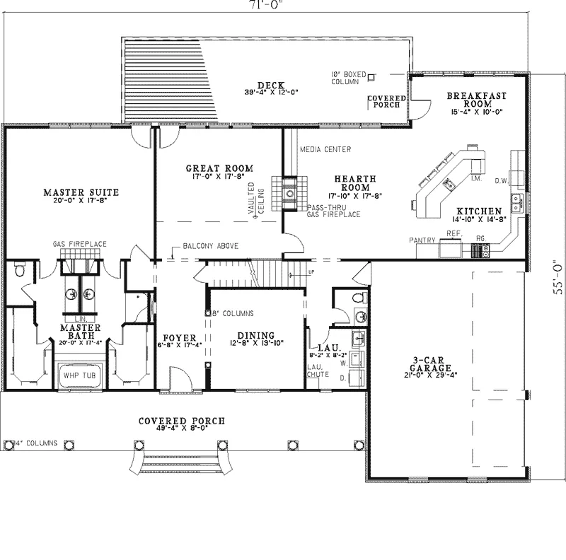 Colonial House Plan First Floor - Carwine Ridge Luxury Home 055S-0024 - Search House Plans and More