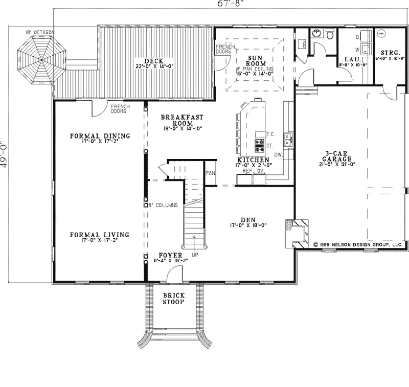 Early American House Plan First Floor - Carnelian Luxury Home 055S-0030 - Search House Plans and More