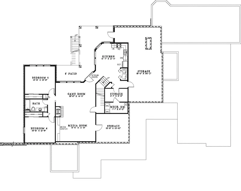 Ranch House Plan Lower Level Floor - Old Hickory Manor Luxury Home 055S-0031 - Shop House Plans and More