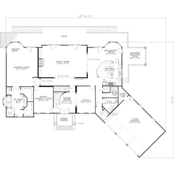 Traditional House Plan First Floor - Cherry Grove Luxury Home 055S-0037 - Search House Plans and More