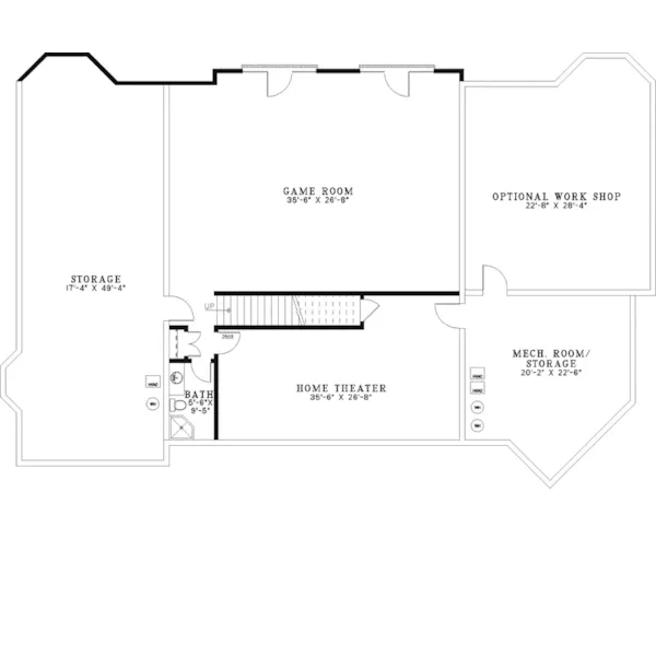 Traditional House Plan Lower Level Floor - Cherry Grove Luxury Home 055S-0037 - Search House Plans and More