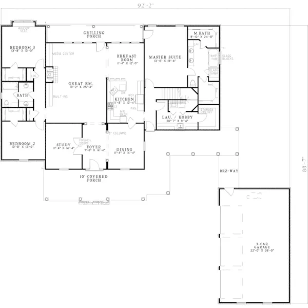 Traditional House Plan First Floor - Bellevue Place Craftsman Home 055S-0039 - Search House Plans and More