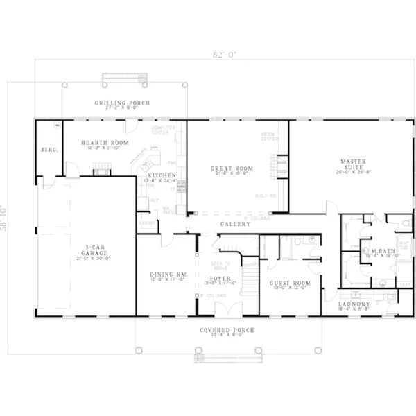 Luxury House Plan First Floor - Exeter Manor Greek Revival Home 055S-0041 - Search House Plans and More