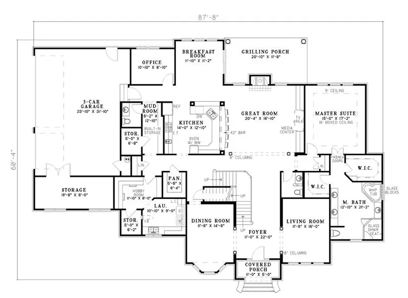 Contemporary House Plan First Floor - Maidstone Manor Contemporary Home 055S-0052 - Shop House Plans and More