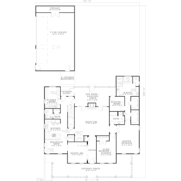 Country House Plan First Floor - Mendell Plantation Home 055S-0053 - Shop House Plans and More