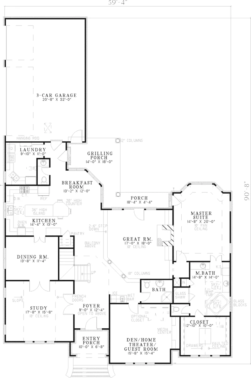 Contemporary House Plan First Floor - Halton Traditional Luxury Home 055S-0054 - Search House Plans and More
