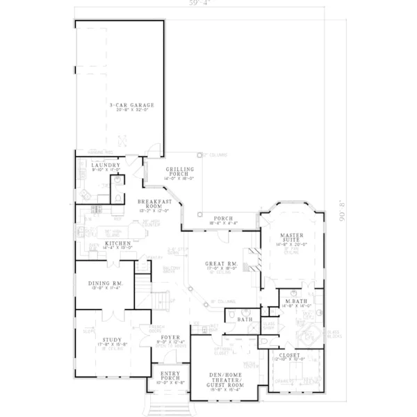 Traditional House Plan First Floor - Halton Traditional Luxury Home 055S-0054 - Search House Plans and More