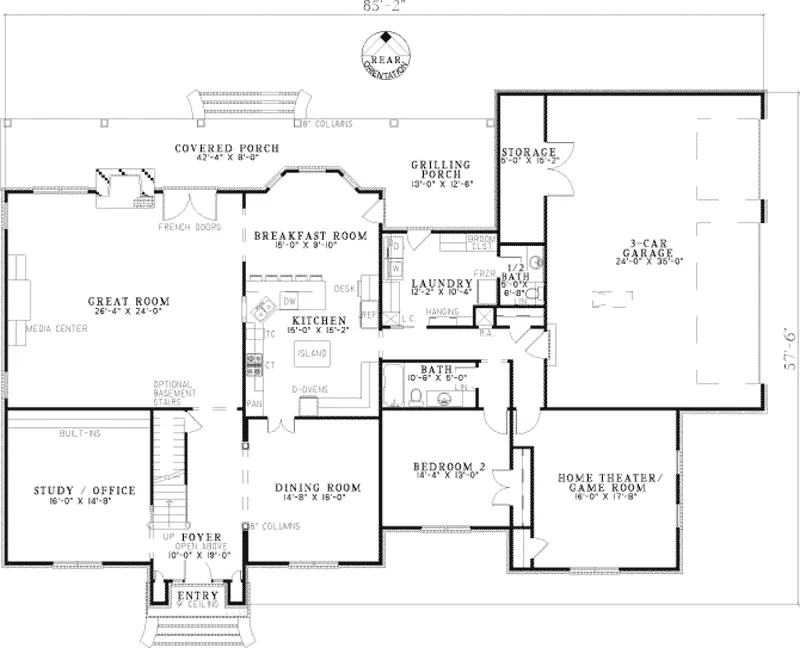 Luxury House Plan First Floor - Flowervale Luxury Home 055S-0061 - Search House Plans and More