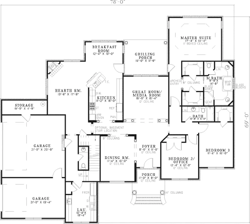 Luxury House Plan First Floor - Eynsford Ranch Home 055S-0062 - Search House Plans and More
