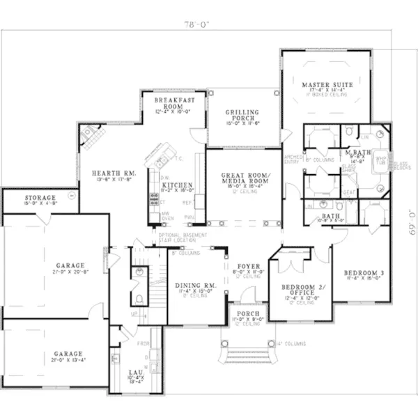 Luxury House Plan First Floor - Eynsford Ranch Home 055S-0062 - Search House Plans and More