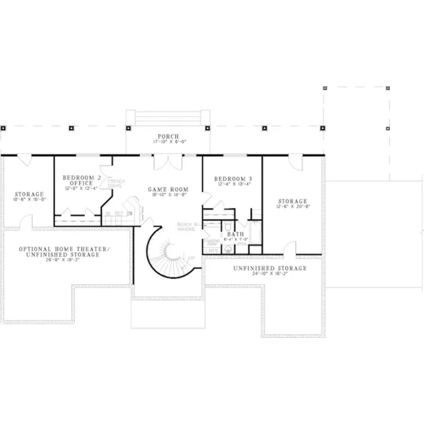 Ranch House Plan Lower Level Floor - Ocean Ridge Florida Style Home 055S-0063 - Shop House Plans and More