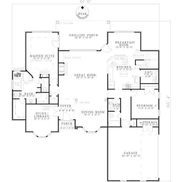 Traditional House Plan First Floor - Eldred Luxury Brick Home 055S-0067 - Search House Plans and More