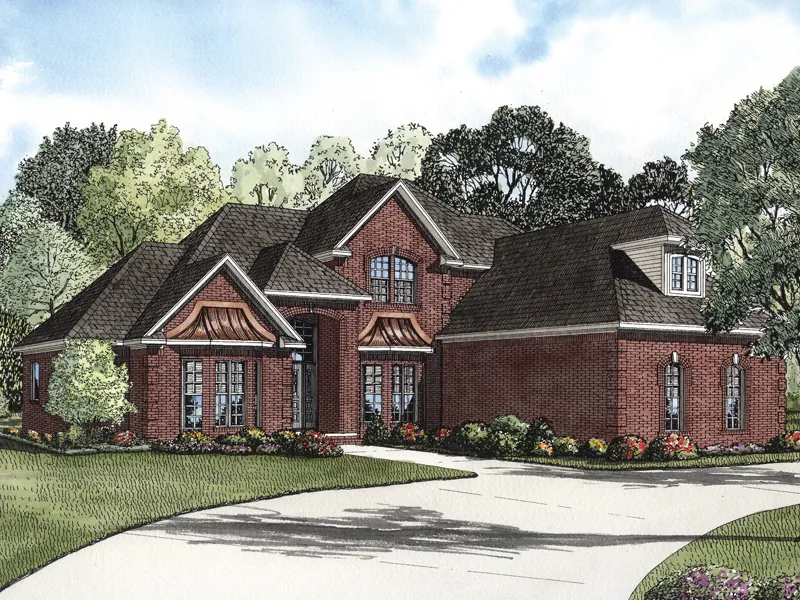 Traditional House Plan Front Image - Eldred Luxury Brick Home 055S-0067 - Search House Plans and More