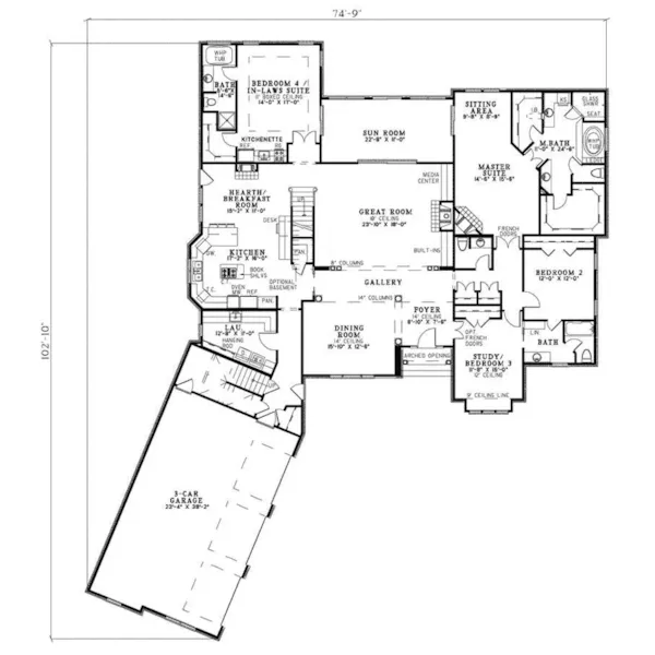 Country House Plan First Floor - Trevorton Luxury Home 055S-0073 - Shop House Plans and More