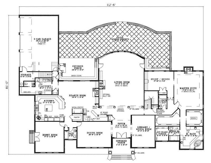 Early American House Plan First Floor - Winton Manor Luxury Home 055S-0076 - Shop House Plans and More