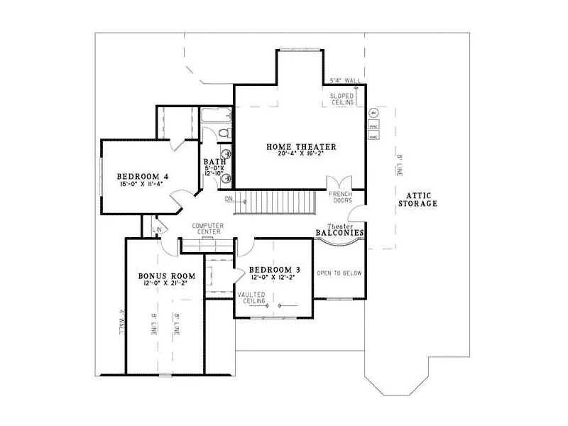 Farmhouse Plan Second Floor - Morris Bluff Shingle Style Home 055S-0077 - Shop House Plans and More