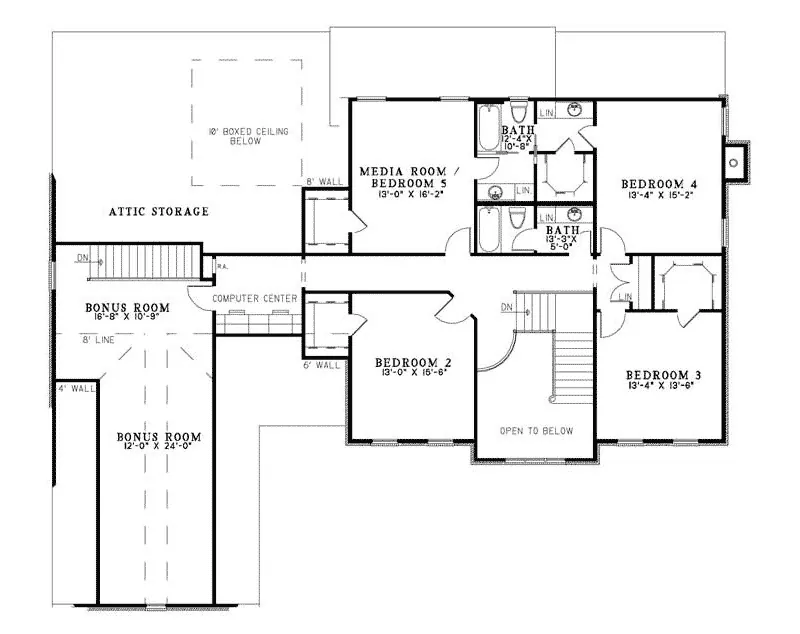 Colonial House Plan Second Floor - Sunflower Ridge Luxury Home 055S-0078 - Shop House Plans and More