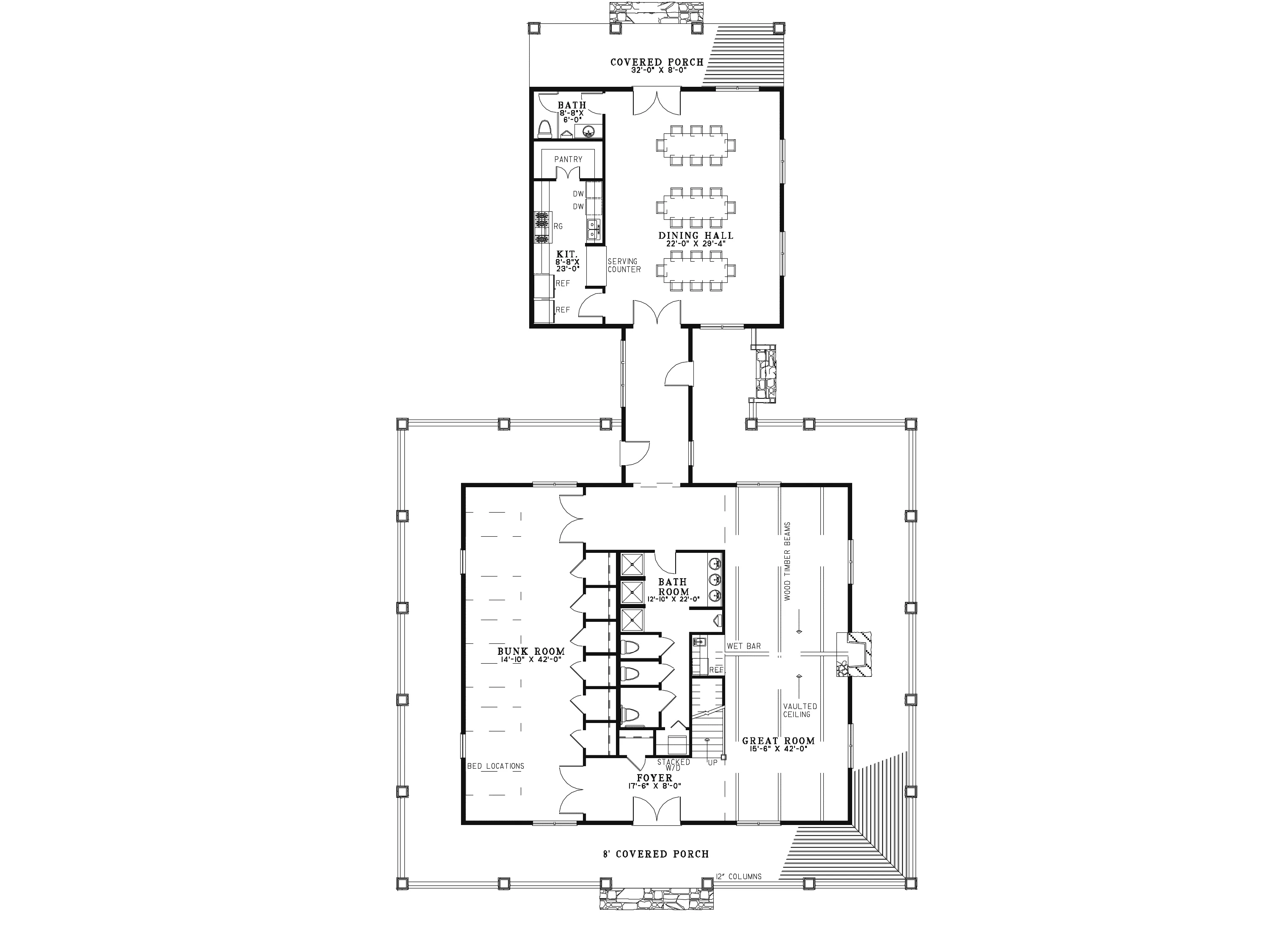 Country House Plan First Floor - Kennedy Creek Rustic Luxury Home 055S-0080 - Search House Plans and More
